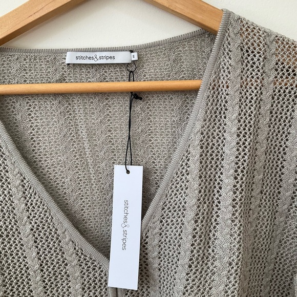 Stitches & Stripes Sweater Womens Medium Sebastian Crop Cardigan Pebble New - Picture 4 of 11